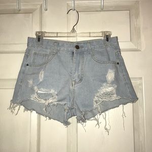 Light wash Ripped Denim Jean Short